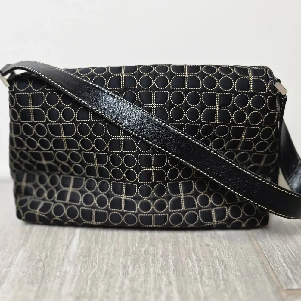 Kate Spade 1990s Iconic Purse, Vintage Logo Handbag, Dot Noel, Black & Tan Bag